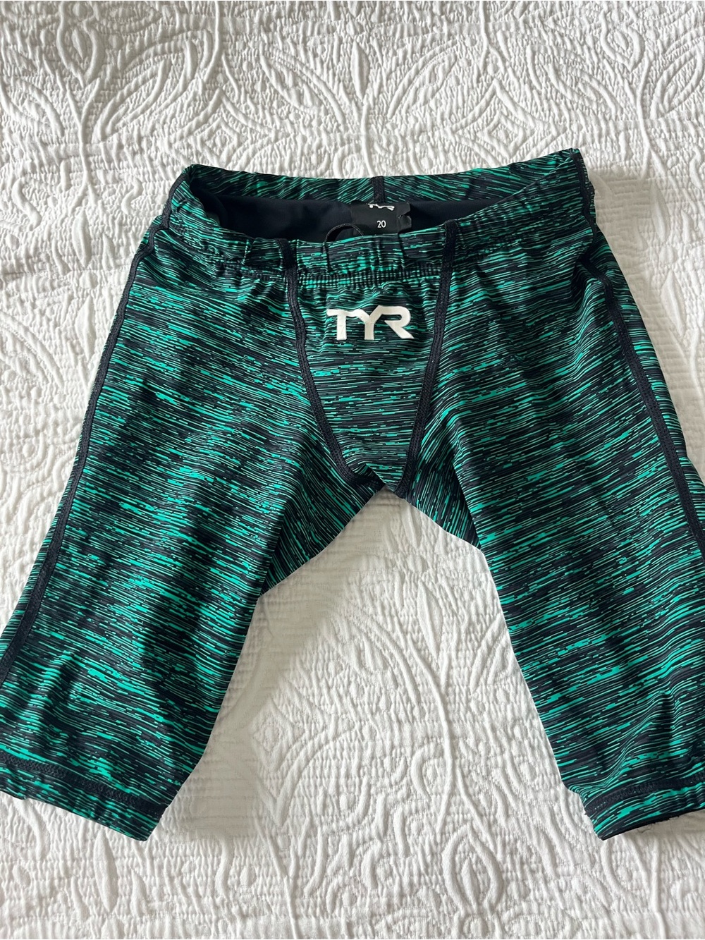 TYR Boys' Green Space-Dye Swim tech suit - size 20